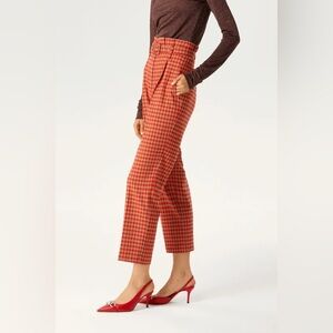 Exquise Pleated Pants (no belt), Red/Tan. Size M. Anthropologie, Excellent Cond.